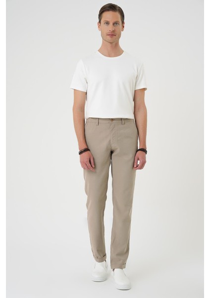 Comfort Beli Lastikli Rayon Karışımlı Bej Jogger Pantolon P 1194