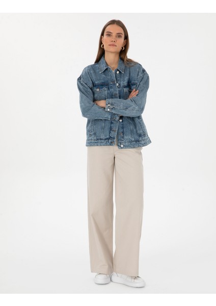 Kadın Açık Mavi Oversize Jean Ceket 50308527-VR003 fırsatları