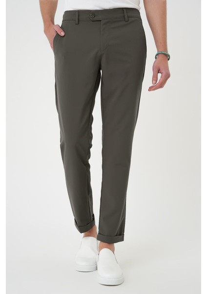 Comfort Fit Beli Lastikli Yan Cep Haki Jogger Pantolon P 1150