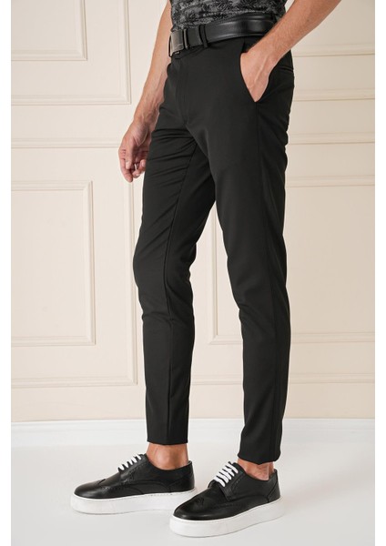 Slim Fit Yan Cep Esnek Pamuk Casuel Siyah Pantolon P 1147 modelleri