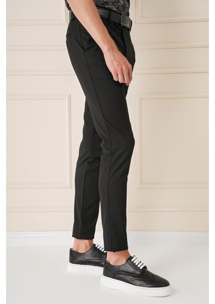 Slim Fit Yan Cep Esnek Pamuk Casuel Siyah Pantolon P 1147 indirimleri
