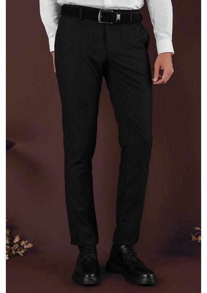 P 1136 Slim Fit Siyah Klasik Pantolon modelleri