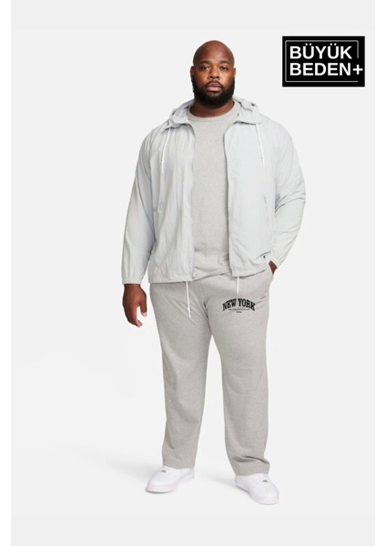 Erkek Büyük Beden New York Baskılı Ince Eşofman Altı SPR25BEA47