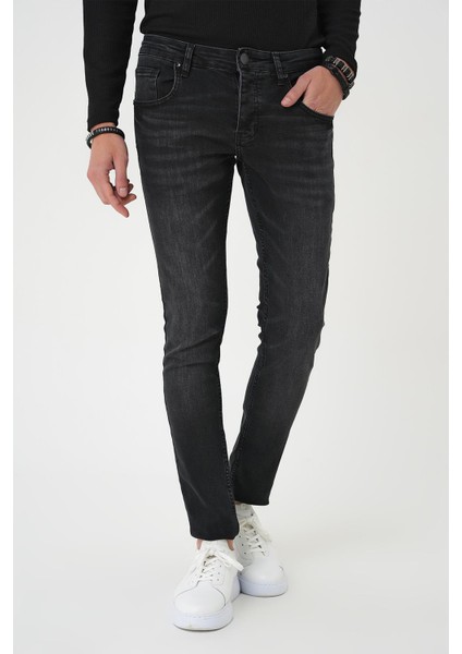Denim 130 Slim Fit Beş Cepli Likralı Yıkamalı Siyah Jean Pantolon