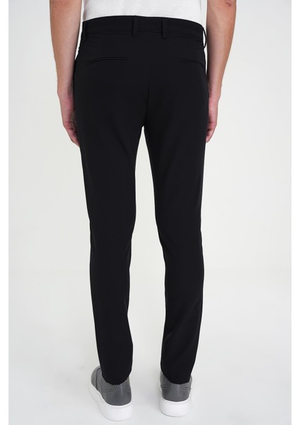 Slim Fit Yan Cepli Esnek Düz Siyah Pamuk Pantolon P 1197 indirimleri