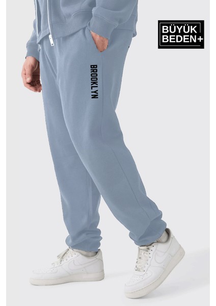 Erkek Büyük Beden Paça Lastikli Brooklyn Baskılı Ince Eşofman Altı SPR25EA53 modelleri