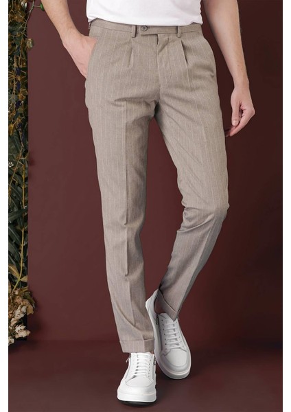 P 1133 Slim Fit Bej Spor Pantolon modelleri