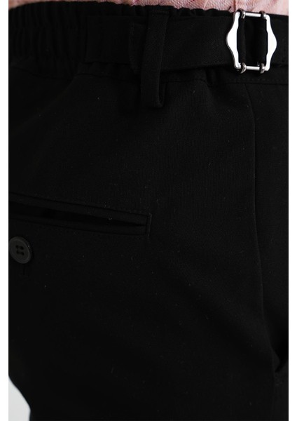 Comfort Fit Beli Lastikli Yandan Tokalı Esnek Siyah Jogger Pantolon P 1178 indirimleri
