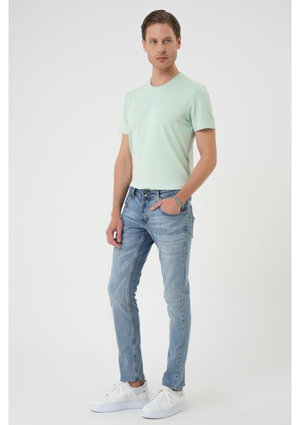 Denim 129 Slim Fit Beş Cepli Likralı Yıkamalı Açık Mavi Jean Pantolon fiyatları