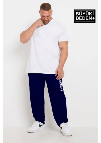 Erkek Büyük Beden Brooklyn Baskılı Ince Eşofman Altı SPR25BEA54