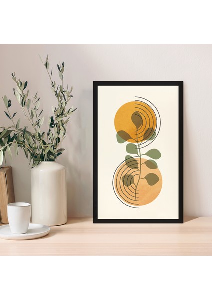 1 Adet Krem Mdf Zeminli Lacivert Geometrik Mdf Çerçeve Görünümlü Mdf Tablo