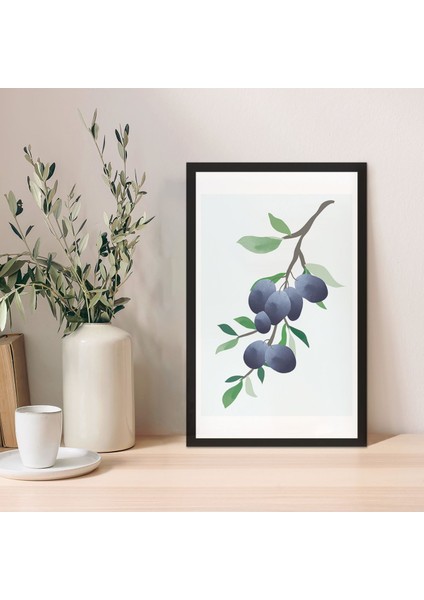 1 Adet Gri Mdf Zeminli Krem Doğal Mdf Çerçeve Görünümlü Mdf Tablo