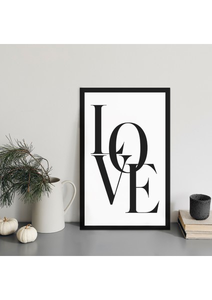 1 Adet Siyah Kalın Love Yazılı Ahşap Mdf Çerçeve Görünümlü Mdf Tablo fiyatları