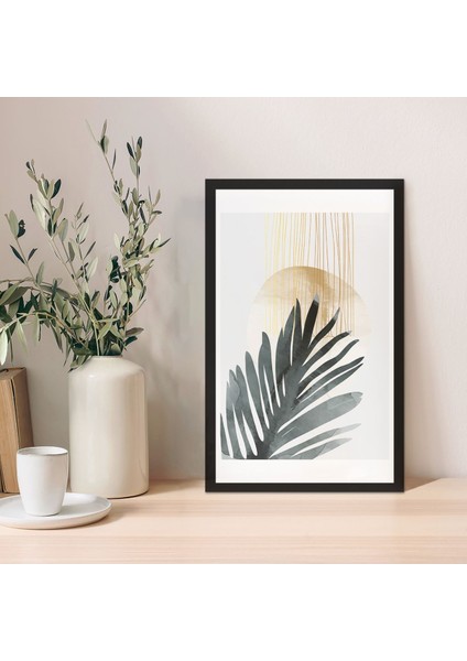 1 Adet Altın Desen Zeminli Krem Soyut Mdf Çerçeve Görünümlü Mdf Tablo