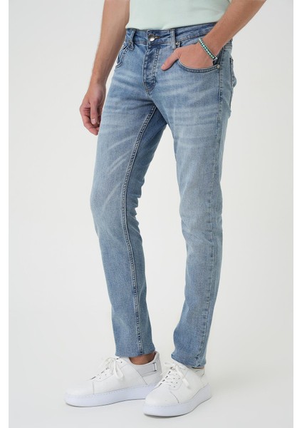 Denim 129 Slim Fit Beş Cepli Likralı Yıkamalı Açık Mavi Jean Pantolon fırsatları