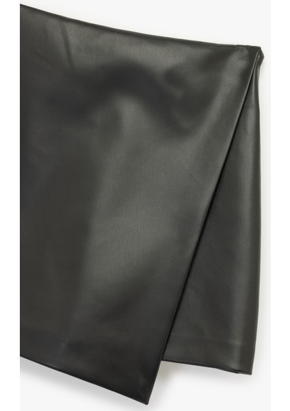 Standart Bel Kruvaze Suni Deri Şort Etek modelleri