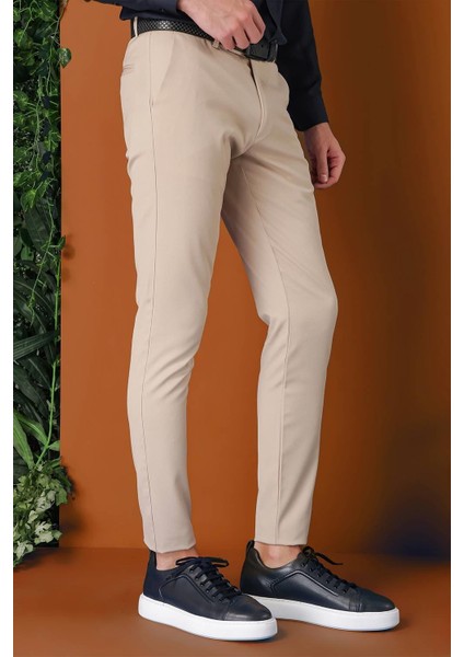 Slim Fit Yan Cep Esnek Pamuk Casuel Bej Pantolon P 1147 indirimleri