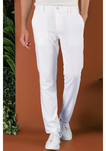 P 1116 Slim Fit Beyaz Spor Pantolon modelleri