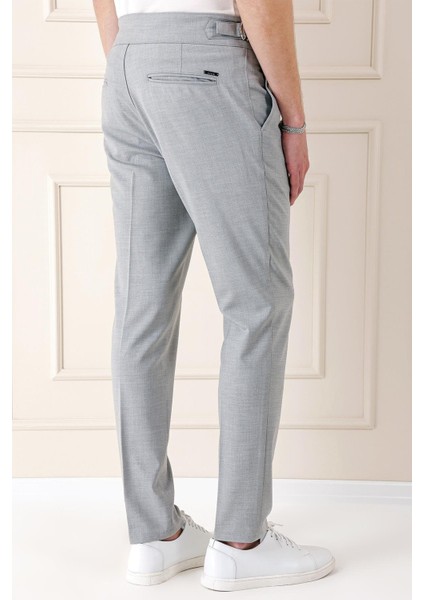 Comfort Fit Çift Pile Yandan Tokalı Yüksek Bel Casuel Gri Pantolon P 1153 indirimleri