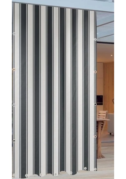 Balkon Perdesi Metal Kuş Gözü Ölçü Seçenekli Gri Beyaz