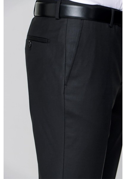 Slim Fit Pilesiz Yan Cepli Esnek Yün Siyah Kumaş Pantolon P 1091 indirimleri