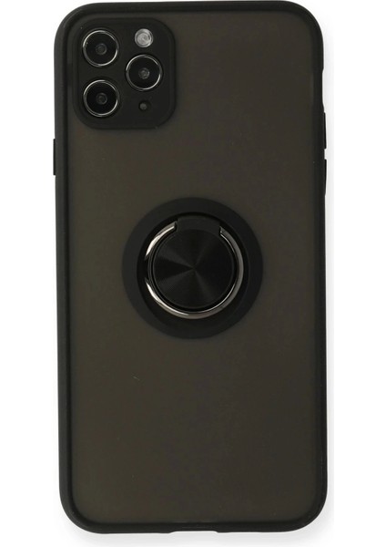 Newface iPhone 11 Pro Kılıf Montreal Yüzüklü Silikon Kapak - Siyah