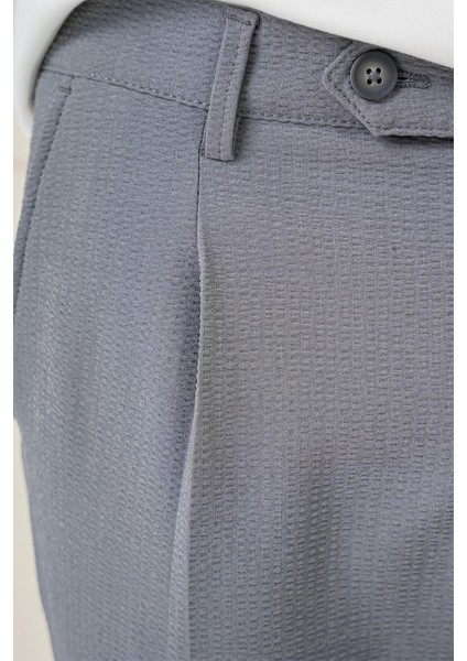 Comfort Fit Gofre Kumaş Pileli Pamuk Casuel Gri Pantolon P 1148 indirimleri