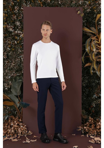 Slim Fit Yan Cepli Dokulu Esnek Casuel Lacivert Pantolon P 1139 modelleri