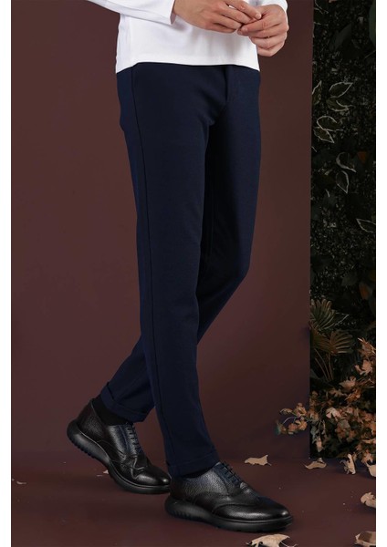 Slim Fit Yan Cepli Dokulu Esnek Casuel Lacivert Pantolon P 1139 fırsatları
