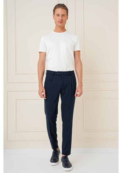 P 1164 Slim Fit Lacivert Klasik Pantolon