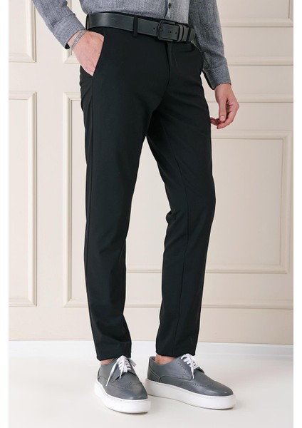 Comfort Fit Yan Cep Pamuk Gabardin Casuel Siyah Pantolon P 1146 modelleri