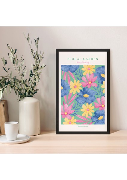 1 Adet Gri Mdf Zeminli Koyu Gri Doğal Mdf Çerçeve Görünümlü Mdf Tablo