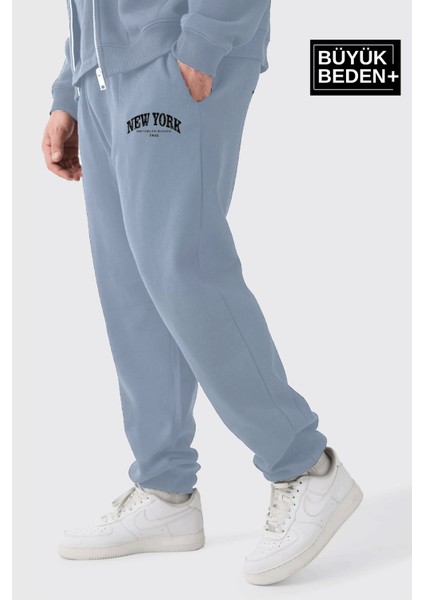 Erkek Büyük Beden Paça Lastikli New York Baskılı Ince Eşofman Altı SPR25BEA48 fiyatları
