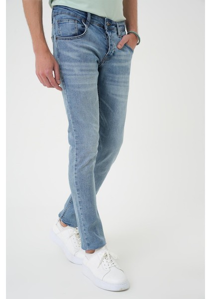 Denim 129 Slim Fit Beş Cepli Likralı Yıkamalı Açık Mavi Jean Pantolon indirimleri