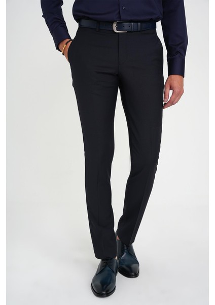 Slim Fit Pilesiz Yün Klasik Lacivert Kumaş Pantolon P 1191 fiyatları