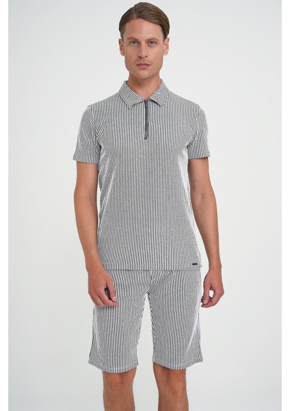 Comfort Fit Bağcıklı Bel Çizgili Pamuk Casuel Siyah Şort Bermuda 038 fiyatları