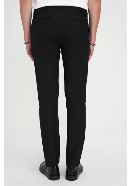 Comfort Fit Beli Lastikli Dokulu Siyah Jogger Pantolon P 1192 fırsatları