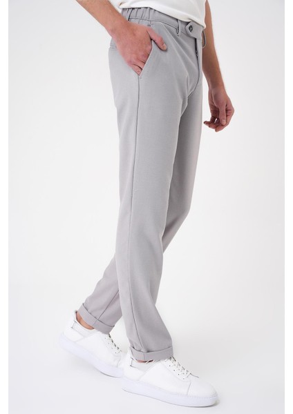 Comfort Fit Beli Lastikli Dokulu Gri Jogger Pantolon P 1186 fırsatları
