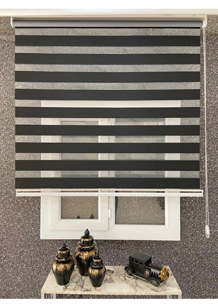 Bambu Siyah Zebra Stor Perde Orta Kalınlıkta Düz Desen 1 Adet Salon Kullanımı İçin fiyatları