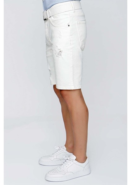 031 Slim Fit Beyaz Bermuda indirimleri
