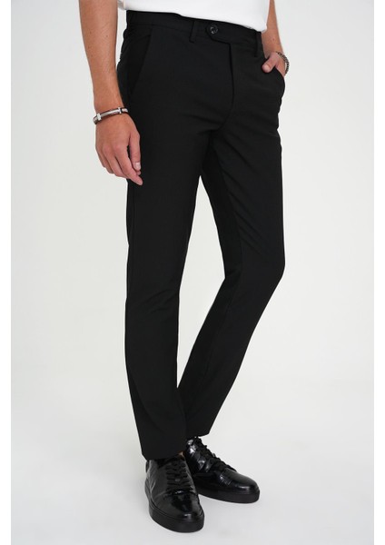Comfort Fit Beli Lastikli Dokulu Siyah Jogger Pantolon P 1192 modelleri