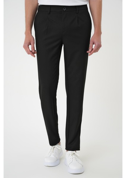 Comfort Fit Beli Lastikli Pileli Siyah Jogger Pantolon P 1182 modelleri
