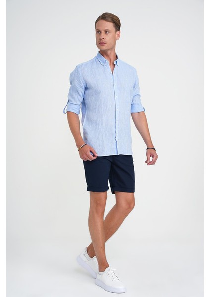 Comfort Fit Bağcıklı ve Lastikli Bel Esnek Pamuk Casuel Lacivert Şort Bermuda 036 fiyatları