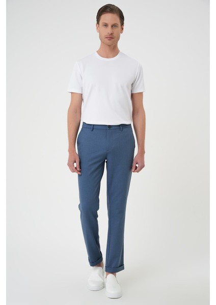 Comfort Fit Beli Lastikli Indigo Jogger Pantolon P 1183