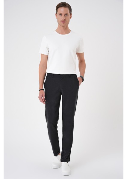 Comfort Beli Lastikli Rayon Karışımlı Siyah Jogger Pantolon P 1194
