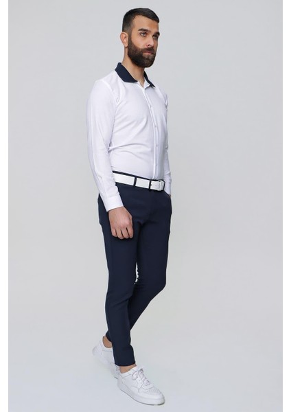 Slim Fit Yan Cep Esnek Pamuklu Casuel Lacivert Pantolon P 1088 fırsatları