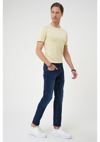 Denim 133 Slim Fit Beş Cepli Likralı Yıkamalı Koyu Mavi Jean Pantolon fiyatları
