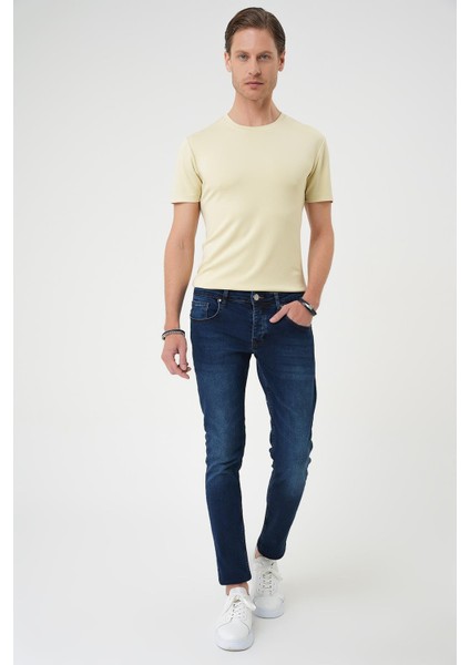 Denim 133 Slim Fit Beş Cepli Likralı Yıkamalı Koyu Mavi Jean Pantolon fırsatları