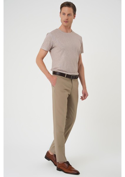 Slim Fit Pilesiz Yün Klasik Koyu Bej Kumaş Pantolon P 1191 fiyatları
