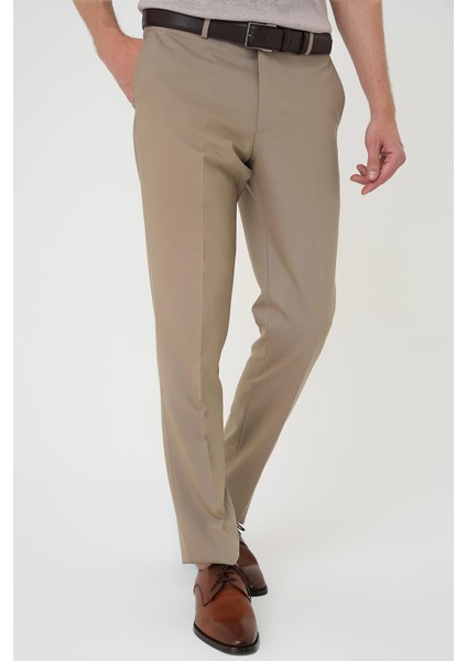 Slim Fit Pilesiz Yün Klasik Koyu Bej Kumaş Pantolon P 1191 indirimleri